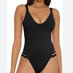 BECCA Women's Standard Color Prism High Leg One Piece Swimsuit-Scoop Neck L